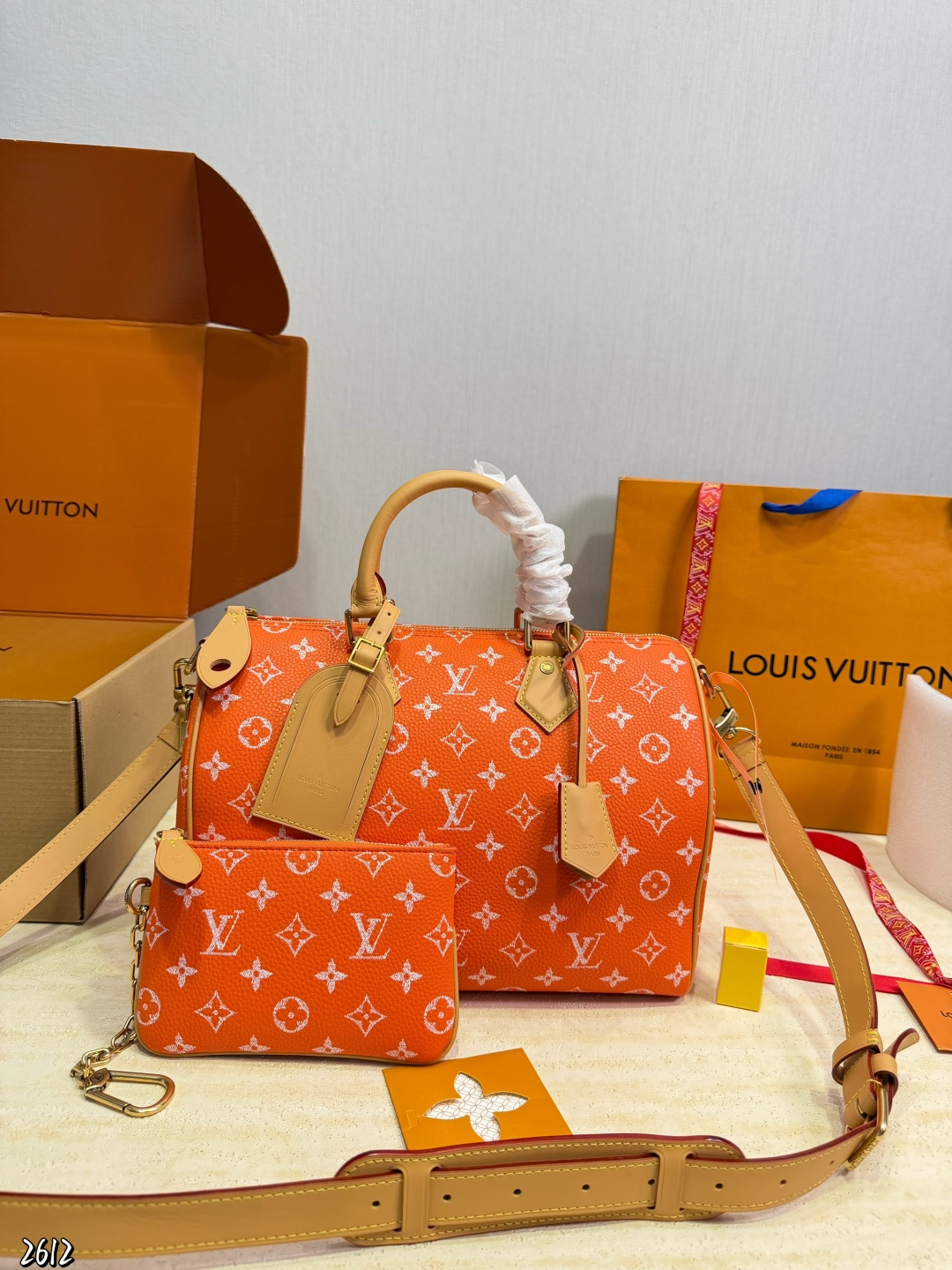 LV Speedy P34 Handbag Monogram Canvas Cowhide Leather 7